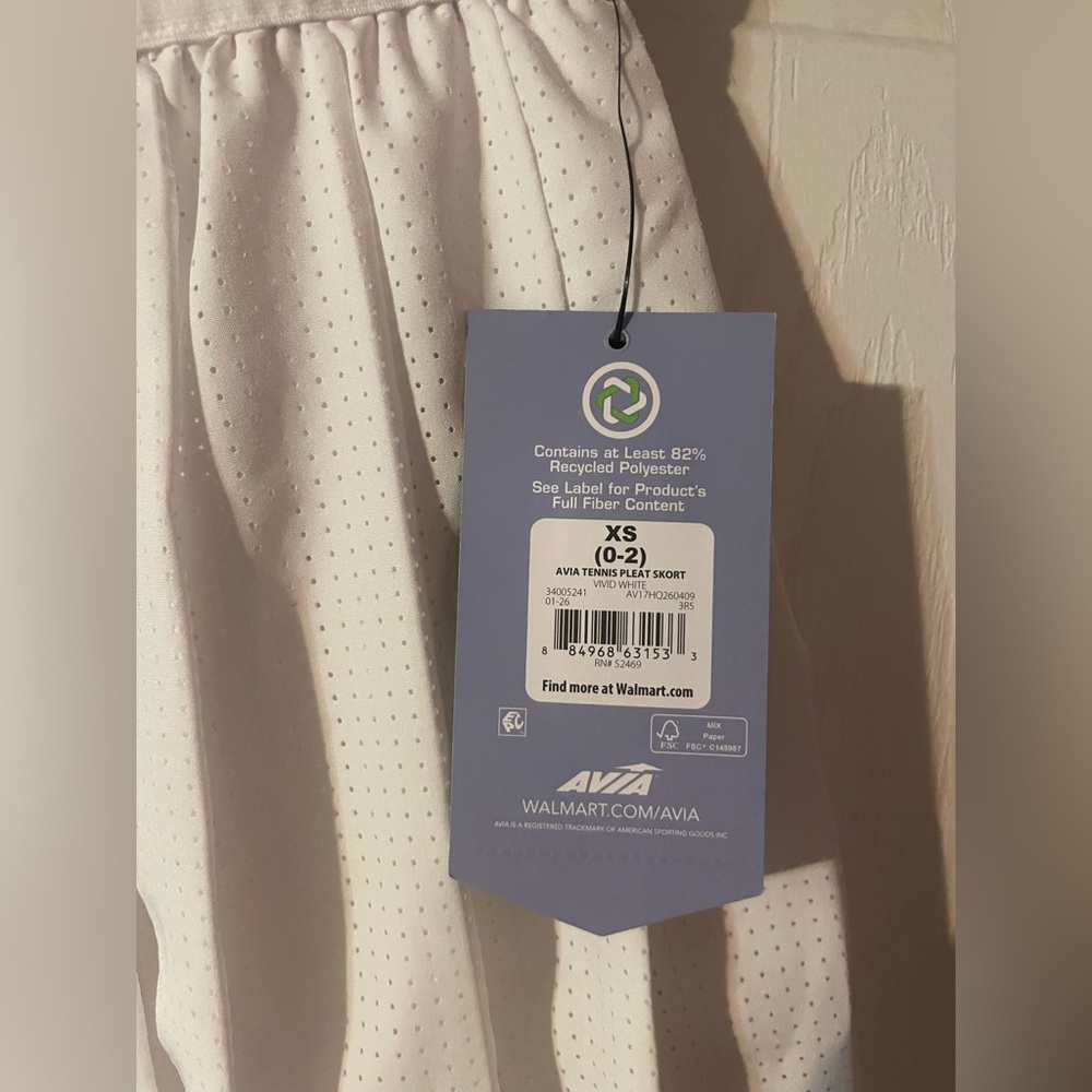 NWT Avia Pleated Tennis Skort (XS) White Athletic Pickleball Golf Skirt Pockets - Picture 7 of 11